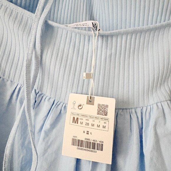 Zara Halter Ribbed Poplin Mini Dress NWT Baby Blue Size Medium - Picture 8 of 9